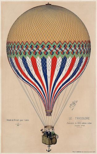 CLOSE UP Plakát, Obraz - E. Hamelin - Heißluftballon Le Tricolore, (61 x 91.5 cm)