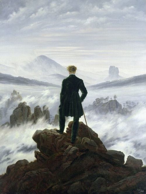 CLOSE UP Plakát, Obraz - C. D. Friedrich - Hiker over a Foggy Sea, (60 x 80 cm)
