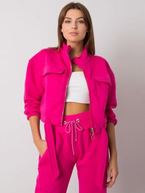 FUCHSIOVÁ DÁMSKÁ CROP MIKINA NA ZIP -EM-BL-638.37P-FUCHSIA Velikost: S