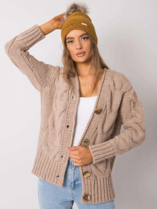 HOŘČICOVÁ ČEPICE S CHLUPATOU BAMBULÍ -JK-CZ-11.69-DARK YELLOW Velikost: ONE SIZE