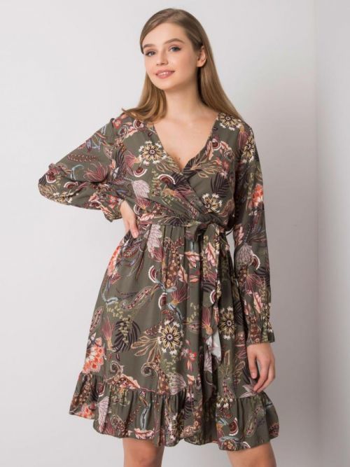 KHAKI VZOROVANÉ ŠATY S PÁSKEM TW-SK-BI-H2515.38X-KHAKI [ZUL] Velikost: ONE SIZE