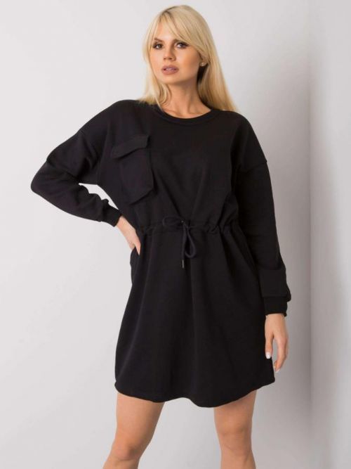 ČERNÉ DÁMSKÉ MIKINOVÉ ŠATY RV-SK-7011.27X-BLACK Velikost: S/M