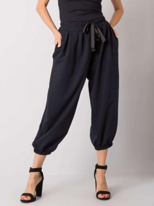 TMAVĚ MODRÉ DÁMSKÉ ŠIROKÉ KALHOTY EM-DR-EW-20-423.16-BLUE Velikost: M