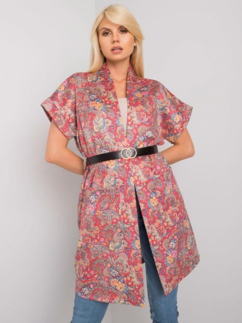 ČERVENÝ VZOROVANÝ KARDIGAN S KRÁTKÝMI RUKÁVY DHJ-PL-6025A.24X-RED Velikost: ONE SIZE