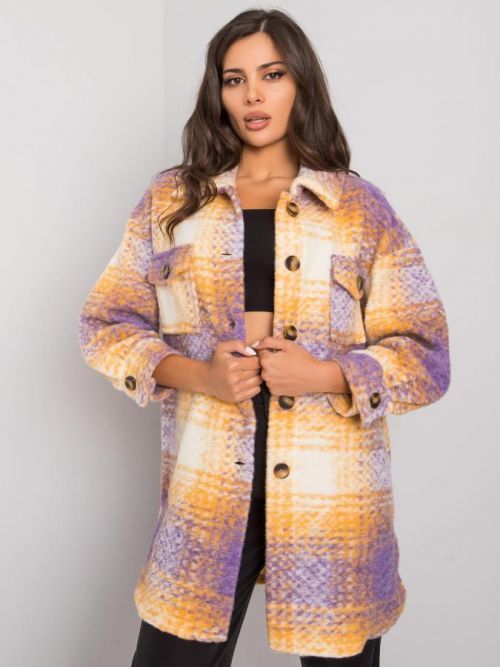 FIALOVO-ŽLUTÁ KÁROVANÁ FLANELOVÁ KOŠILE VISSY EM-KS-3926B.31-VIOLET-YELLOW Velikost: ONE SIZE