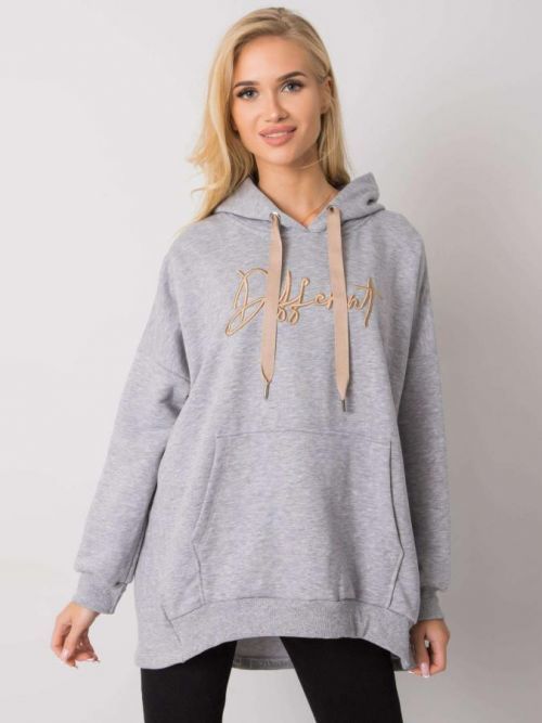 SVĚTLE ŠEDÁ DÁMSKÁ OVERSIZE MIKINA S KAPSOU RV-BL-7096.37P-GRAY Velikost: ONE SIZE