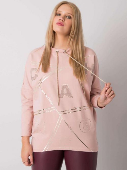 PUDROVÁ  HALENKA S POTISKEM PÍSMEN RV-BZ-7149.36P-POWDER PINK Velikost: ONE SIZE