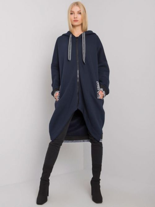 TMAVĚ MODRÁ DÁMSKÁ DLOUHÁ MIKINA NA ZIP RV-BL-6832.10-DARK BLUE Velikost: S/M