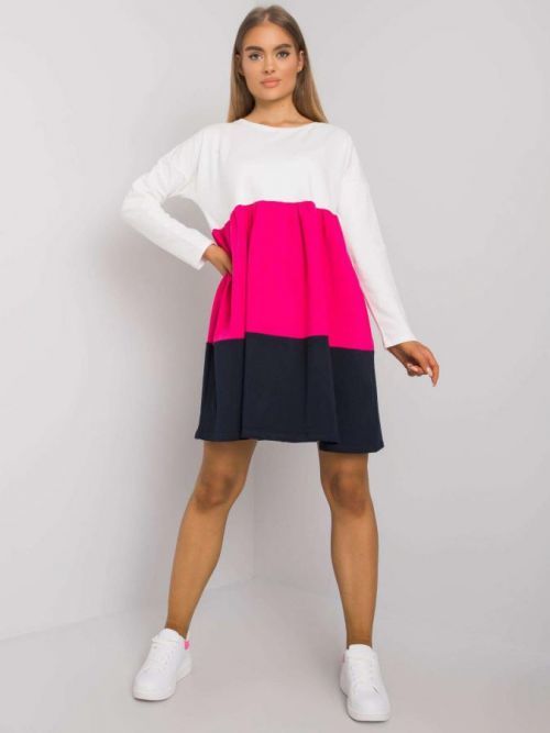 RŮŽOVO-ČERNÉ DÁMSKÉ VOLNÉ ŠATY RV-SK-7188.83P-FUCHSIA Velikost: S/M