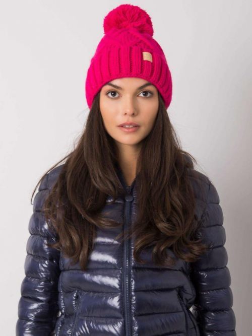 FUCHSIOVÁ ČEPICE S COPÁNKOVÝM VZOREM JK-CZ-31.18-FUCHSIA PINK Velikost: ONE SIZE