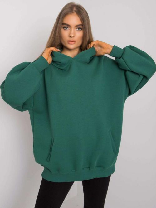ZELENÁ  OVERSIZE MIKINA BEZ POTISKU RV-BL-6989.37X-GREEN Velikost: S/M