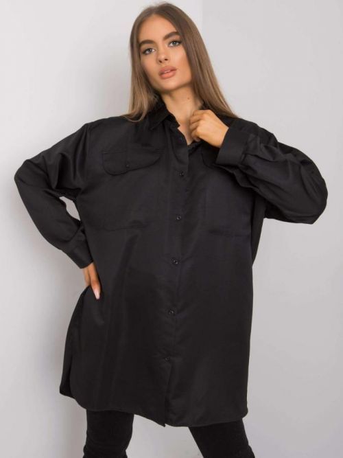 ČERNÁ DÁMSKÁ OVERSIZE SAMETOVÁ KOŠILE EM-KS-678-1.09-BLACK Velikost: ONE SIZE