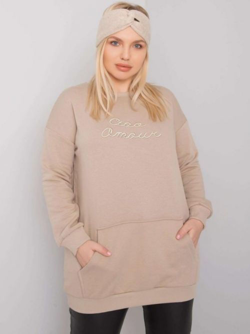 BÉŽOVÁ MIKINA S VÝŠIVKOU CIAO AMOUR BV-BL-7094.17P-BEIGE Velikost: ONE SIZE