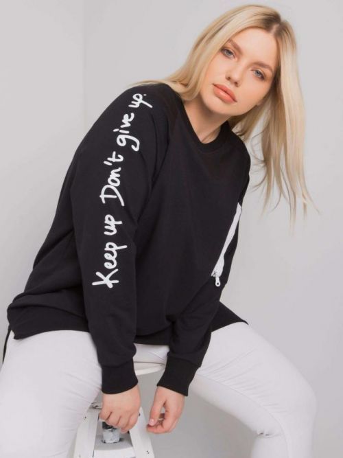 ČERNÁ  MIKINA S NÁPISY NA RUKÁVECH RV-TU-7158.76P-BLACK Velikost: ONE SIZE