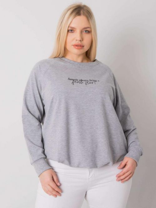 SVĚTLE ŠEDÉ DÁMSKÉ TRIČKO SE STAŽENÍM A S NÁPISEM RV-BL-7162.12P-GRAY Velikost: ONE SIZE