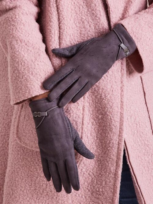 TMAVĚ ŠEDÉ DÁMSKÉ RUKAVICE AT-RK-902.08-DARK GRAY Velikost: M/L