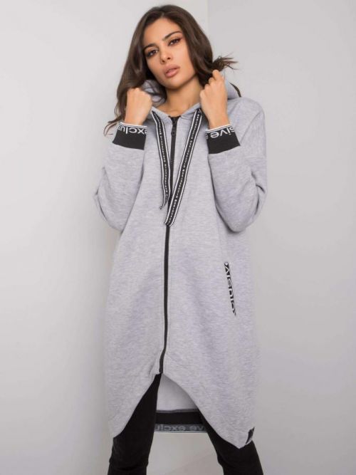 SVĚTLE ŠEDÁ DÁMSKÁ DLOUHÁ MIKINA NA ZIP RV-BL-6832.10-GRAY Velikost: S/M