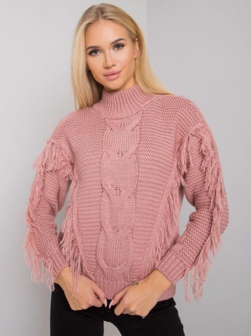 RŮŽOVÝ SVETR S TŘÁSNĚMI CA-SW-3744.08-PINK Velikost: ONE SIZE