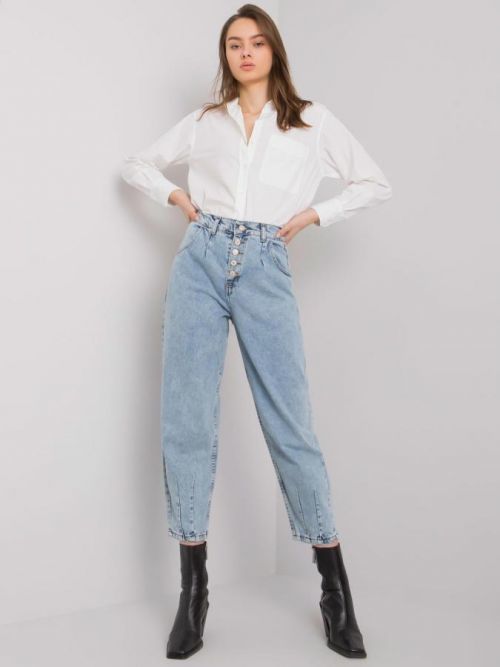 SVĚTLE MODRÉ DÁMSKÉ DŽÍNY S KNOFLÍKY -MR-SP-5157.27-BLUE Velikost: 26