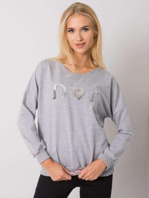 SVĚTLE ŠEDÁ DÁMSKÁ MIKINA S POTISKEM RV-BL-0192.55P-GRAY Velikost: ONE SIZE