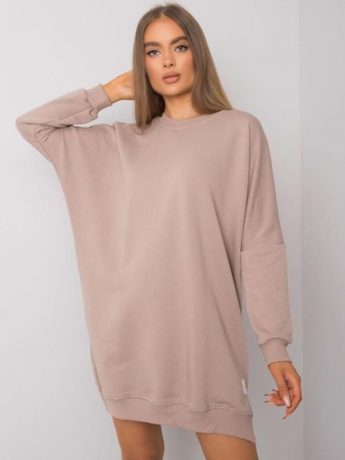 BÉŽOVÉ MIKINOVÉ OVERSIZE ŠATY RV-SK-7216.95-BEIGE Velikost: S/M