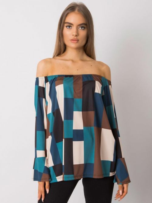 TMAVĚ MODRÁ DÁMSKÁ VZOROVANÁ HALENKA TW-BZ-BI-2486-2.83P-BLUE Velikost: ONE SIZE