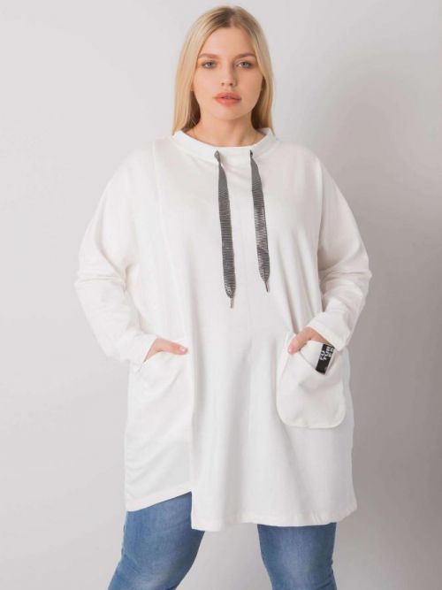 SMETANOVÁ DÁMSKÁ TUNIKA S KAPSOU RV-TU-7236.75P-ECRU Velikost: ONE SIZE