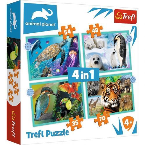 Puzzle Animal Planet: Záhadný svět zvířat 4v1 (35,48,54,70 dílků)