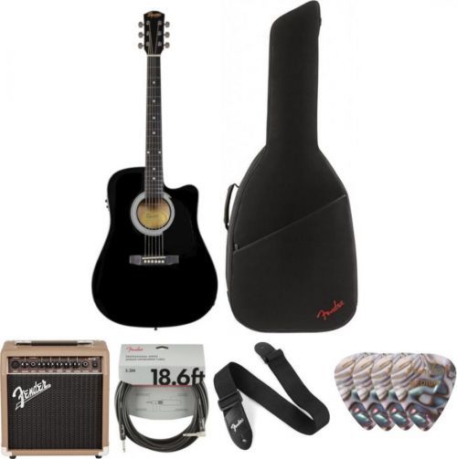 Fender Squier SA-105CE Black Deluxe SET Černá