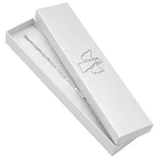 Šperky4U Bílá dárková krabička na náramek, stříbrný anděl - KR0307-SI