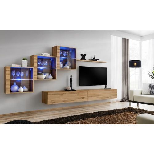 Obývací Stěna Switch XX sklo + LED dub wotan