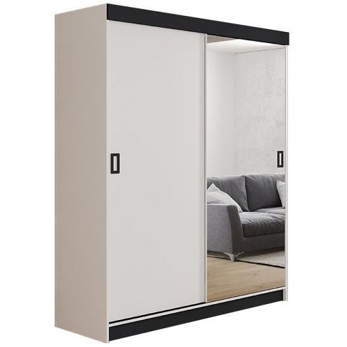 Skříň Retro 1l 138 Zrcadlo Bílý/Černá Mat