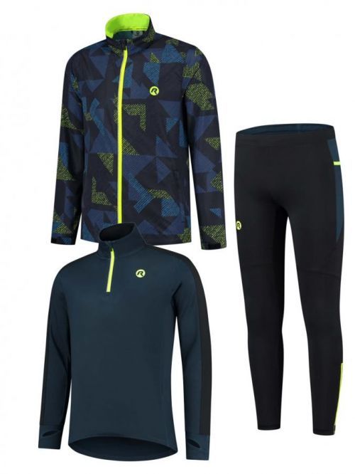 Běžecké oblečení do chladu a na běžky Rogelli ELECTRO modro-černo-reflexní žluté