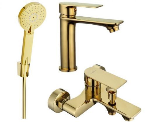 MEXEN/S Royo R40 Set umyvadlové a vanové baterie s příslušenstvím, zlato 72203R40-50