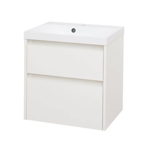 MEREO Opto, koupelnová skříňka, umyvadlo z litého mramoru, bílá, 2 zásuvky, 610x580x458 mm CN910M