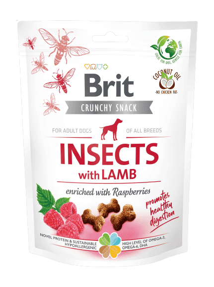 Brit Care Dog Crunchy Cracker. Insects with Lamb enriched with Raspberries, 200 g