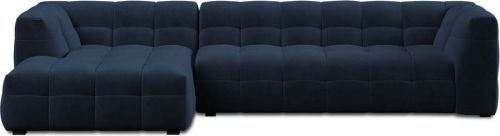 Modrá sametová rohová pohovka Windsor & Co Sofas Vesta, levý roh