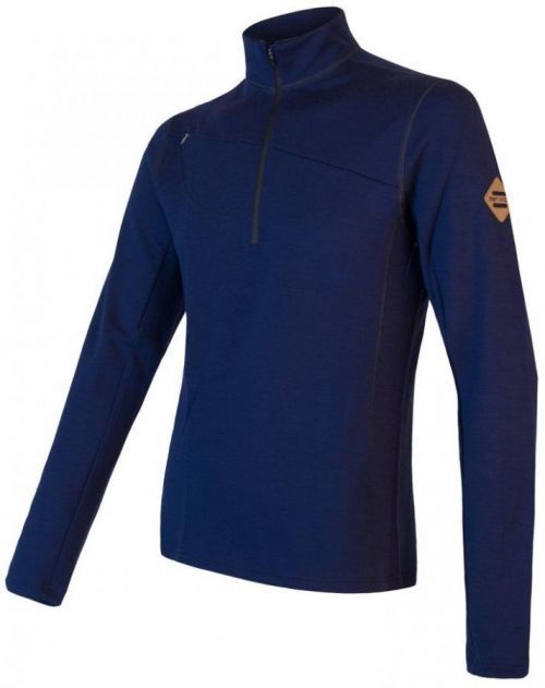 SENSOR MERINO UPPER pánská mikina krátký zip deep blue Velikost: XXL