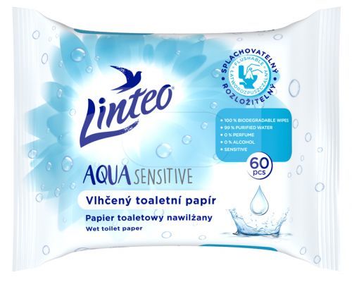 LINTEO Papír vlhčený toaletní Aqua Sensitive 60ks