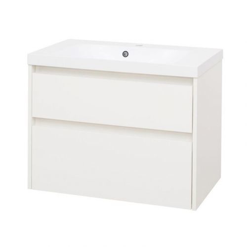 MEREO Opto, koupelnová skříňka, umyvadlo z litého mramoru, bílá, 2 zásuvky, 810x580x458 mm CN911M