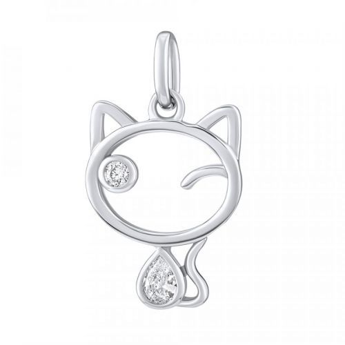 Stříbrný přívěsek kočka Betty s čirými Brilliance Zirconia - MW15320P