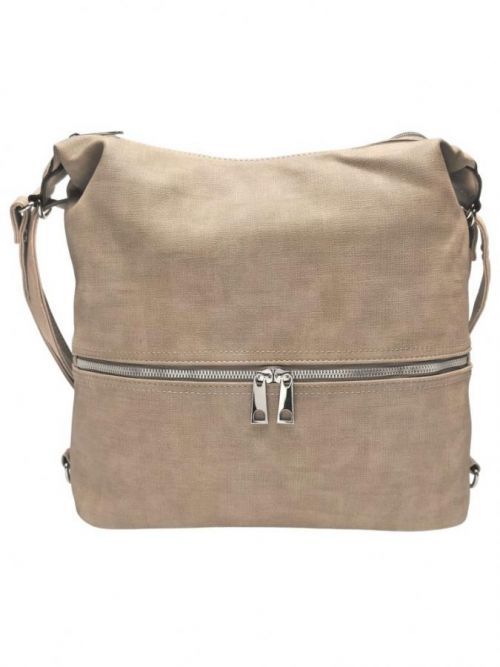Velký světle hnědý kabelko-batoh 2v1 s praktickou kapsou