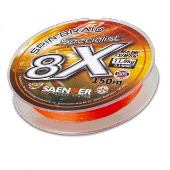 Saenger šňůra 8 X Specialist Spin Braid 150 m 0,10 mm oranžová-1971110