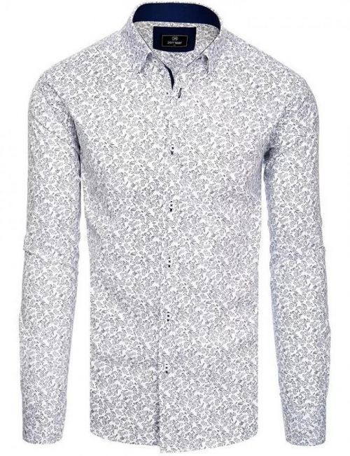 Bílá pánská košile s květinovým vzorem