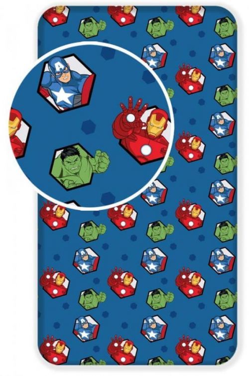 Jerry Fabrics Bavlněné napínací prostěradlo 90x200 + 25 cm - Avengers 