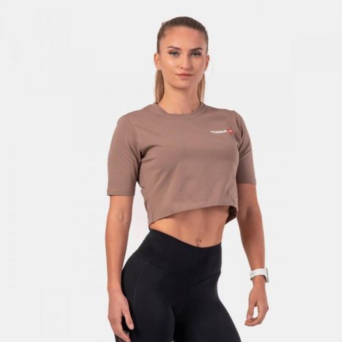 Dámské tričko Crop Top Minimalist Logo Brown XS - NEBBIA