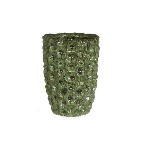 Váza válec DENTED keramika glazovaná zelená 20cm