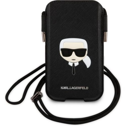 Karl Lagerfeld Head Saffiano PU Pouch kapsa (S/M) černá