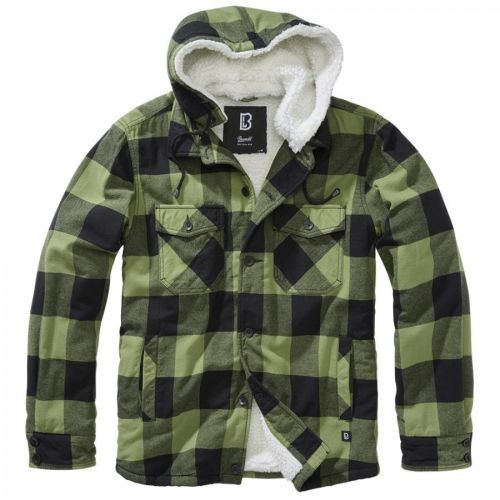 Bunda Brandit Lumberjacket Hooded - zelená-černá, XXL