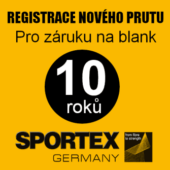 Registrace prutů sportex pro 10 let záruky na blank